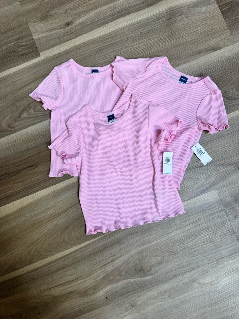 Old Navy Pink Ribbed Ruffle tshirt bundle NWT.